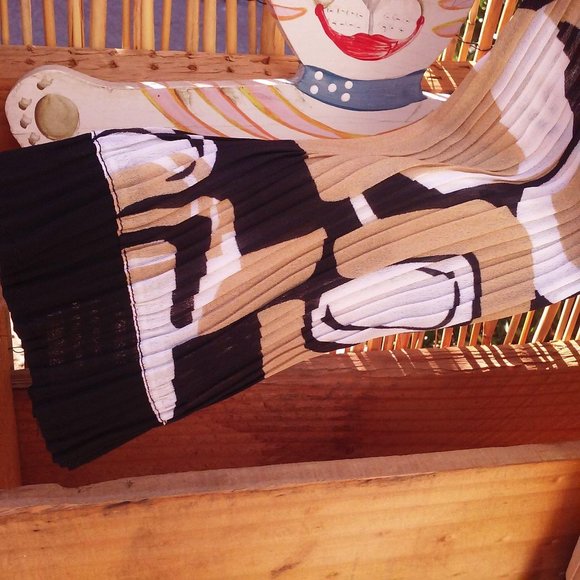 Vintage Y2K Pleated Blouse Sz-L Ringer Mod Print - Picture 6 of 10